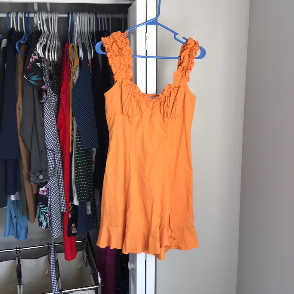 Free People Orange Dress, minor tear by buttons